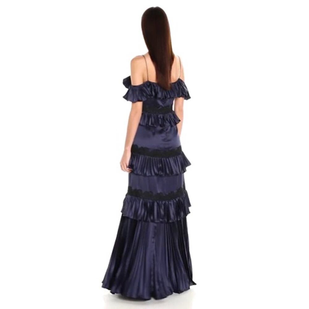 AMUR Navy Ruffled Maxi Dress - Picture 3 of 9